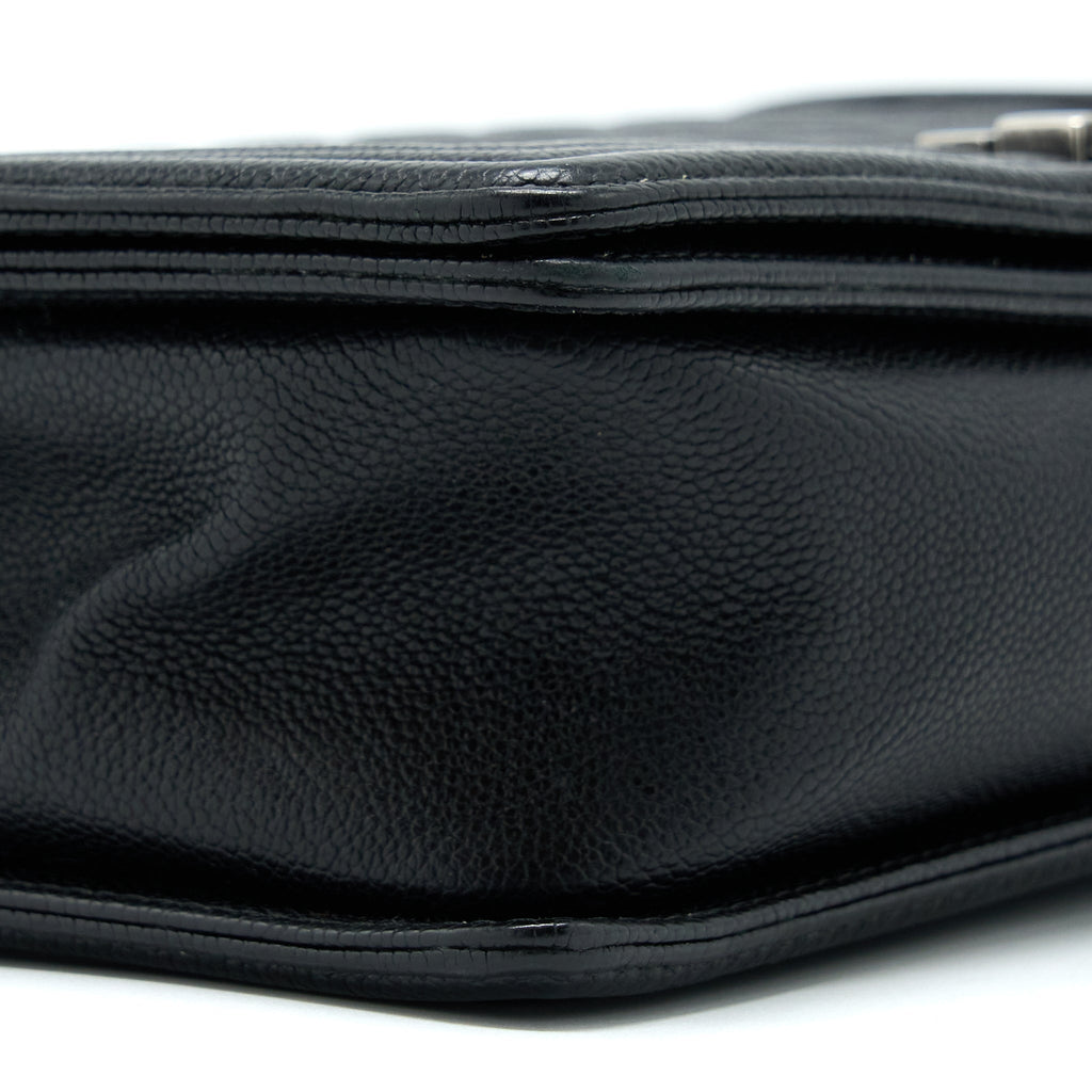 CHANEL NEW MEDIUM 28CM BOY BAG CAVIAR BLACK RUTHENIUM SHW