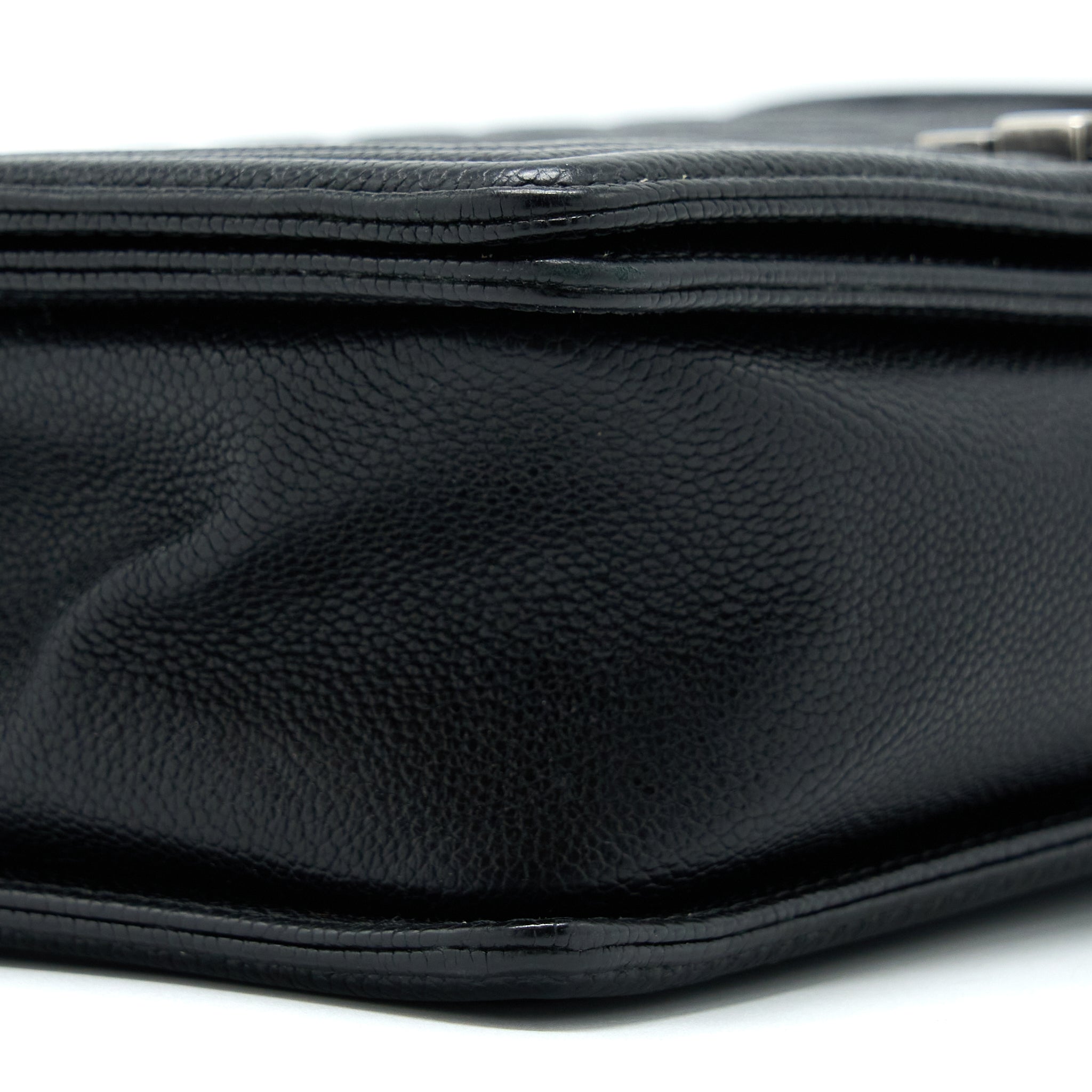 CHANEL NEW MEDIUM 28CM BOY BAG CAVIAR BLACK RUTHENIUM SHW