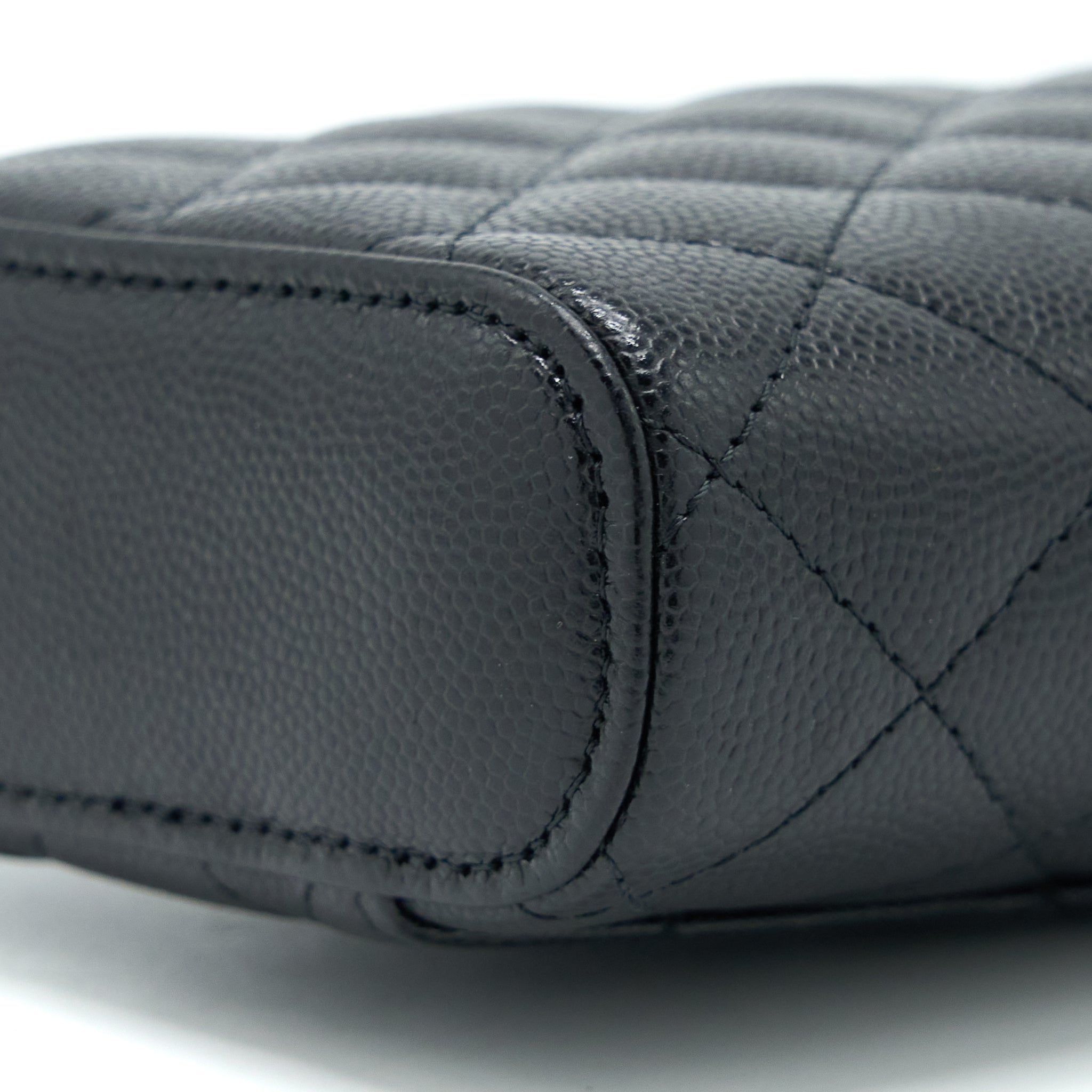 CHANEL VANITY PHONE HOLDER WITH CHAIN CAVIAR BLACK LGHW