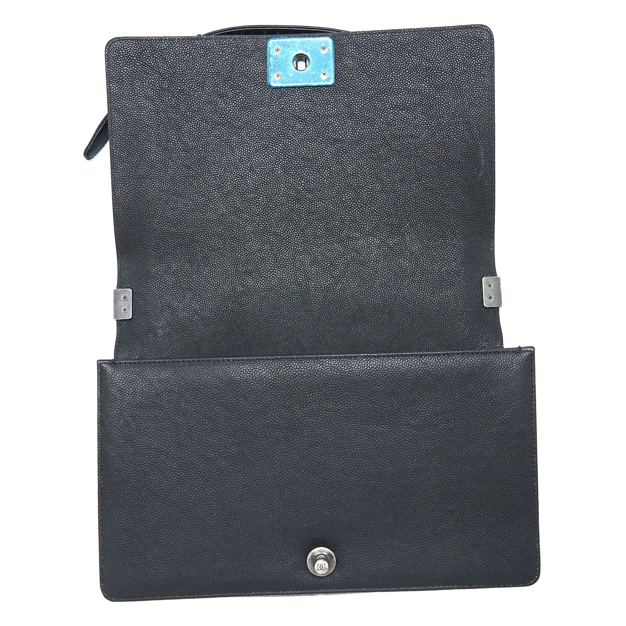 CHANEL NEW MEDIUM 28CM BOY BAG CAVIAR BLACK RUTHENIUM SHW