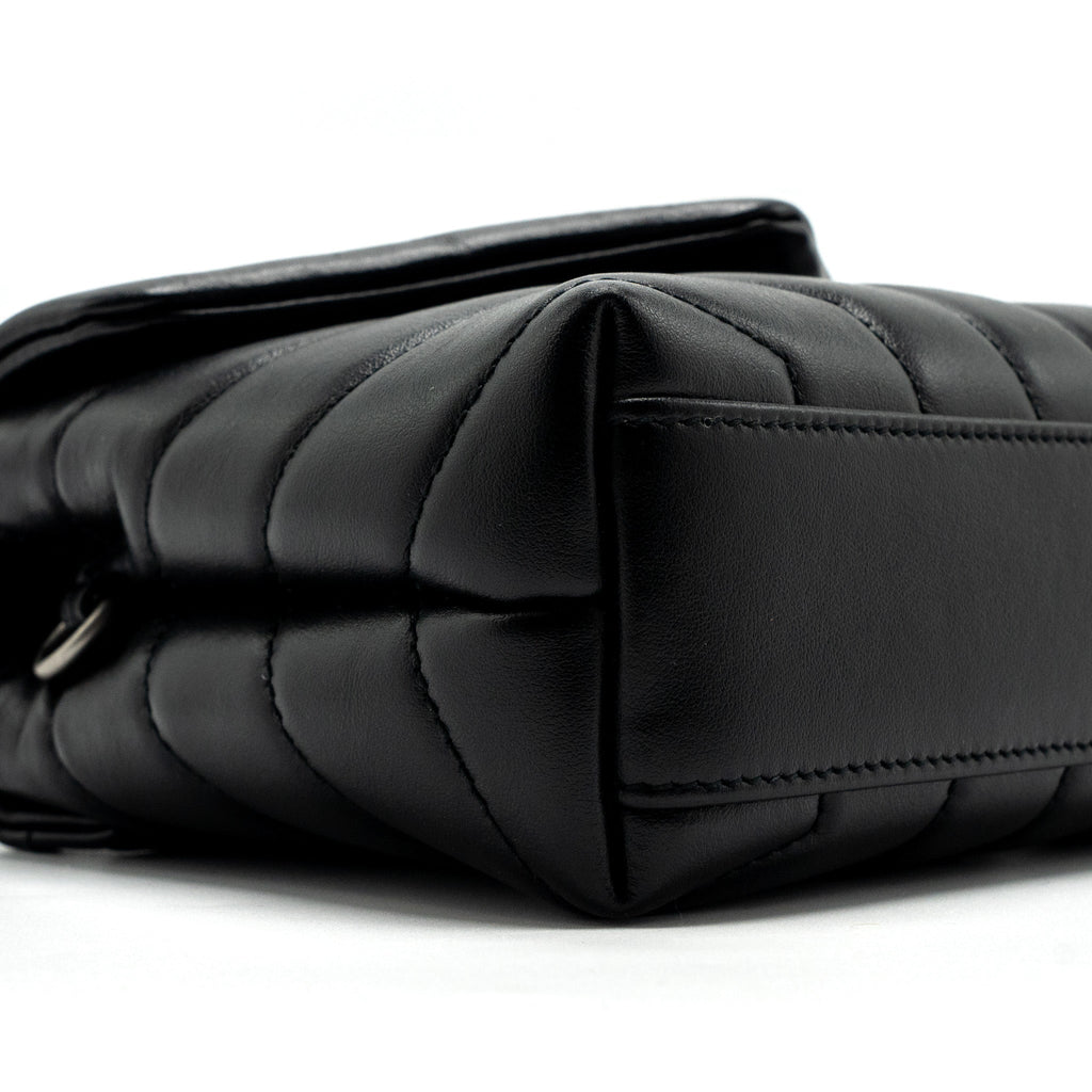 SAINT LAURENT LOULOU TOY STRAP BAG CALFSKIN BLACK SHW