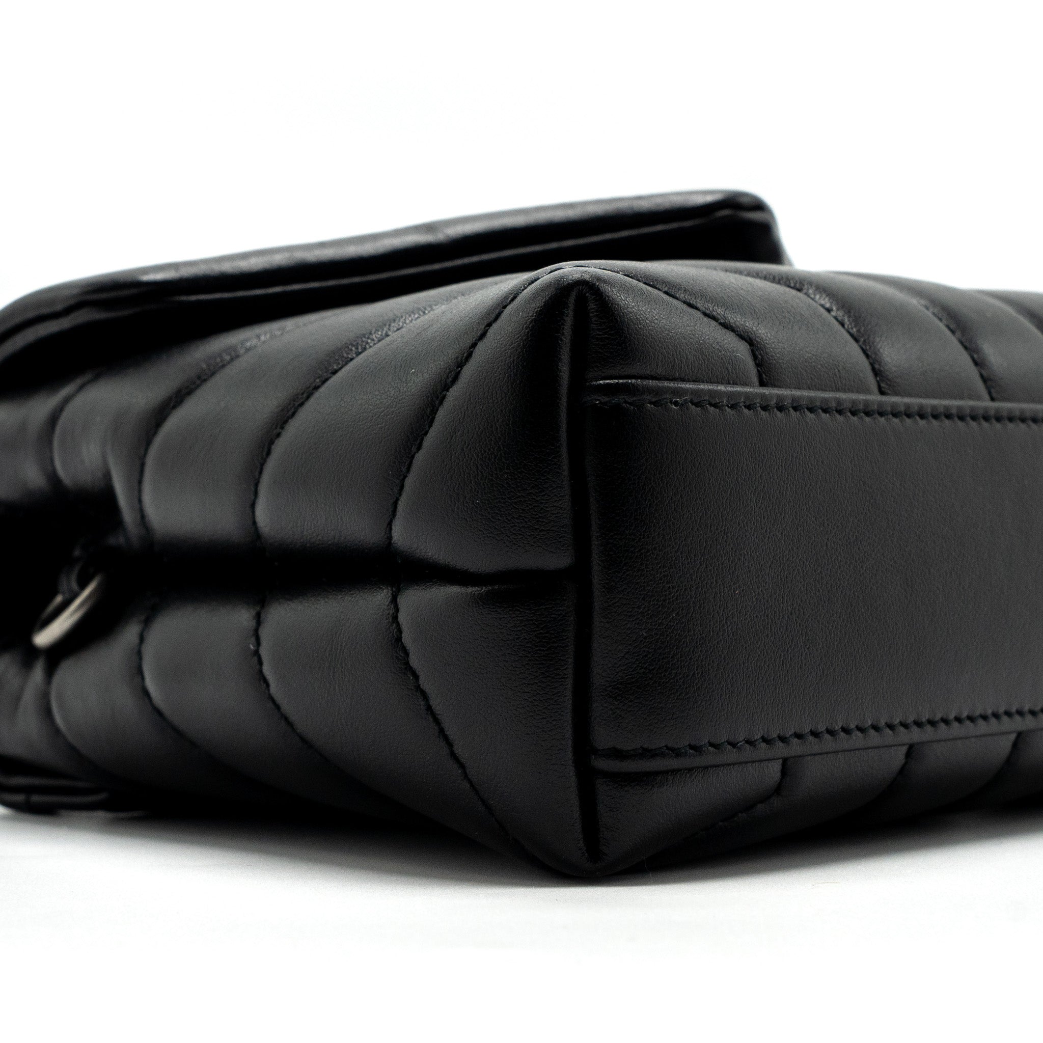 SAINT LAURENT LOULOU TOY STRAP BAG CALFSKIN BLACK SHW