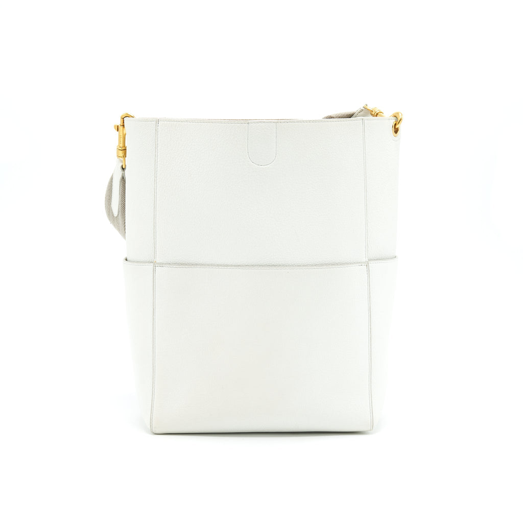 CELINE SANGLE BUCKET BAG IN WHITE