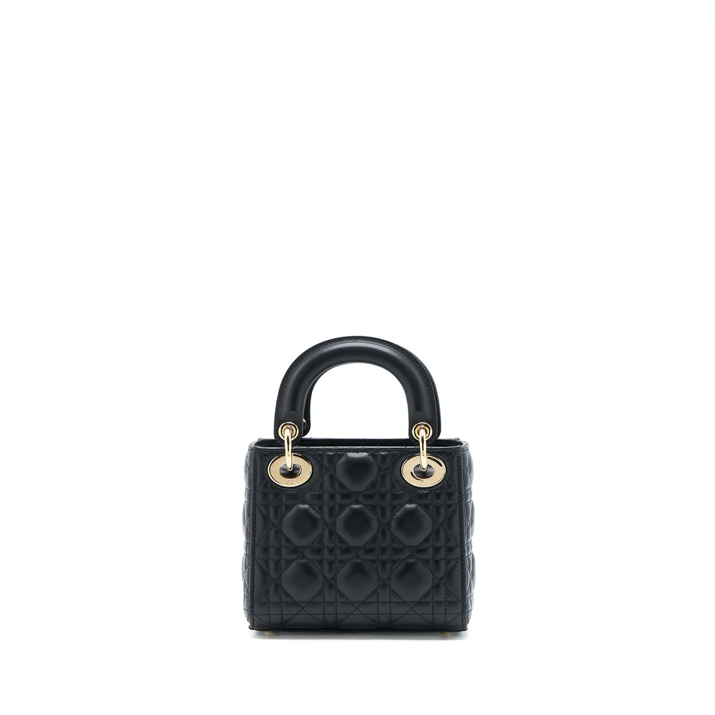 DIOR LADY DIOR MINI LAMBSKIN BLACK LGHW