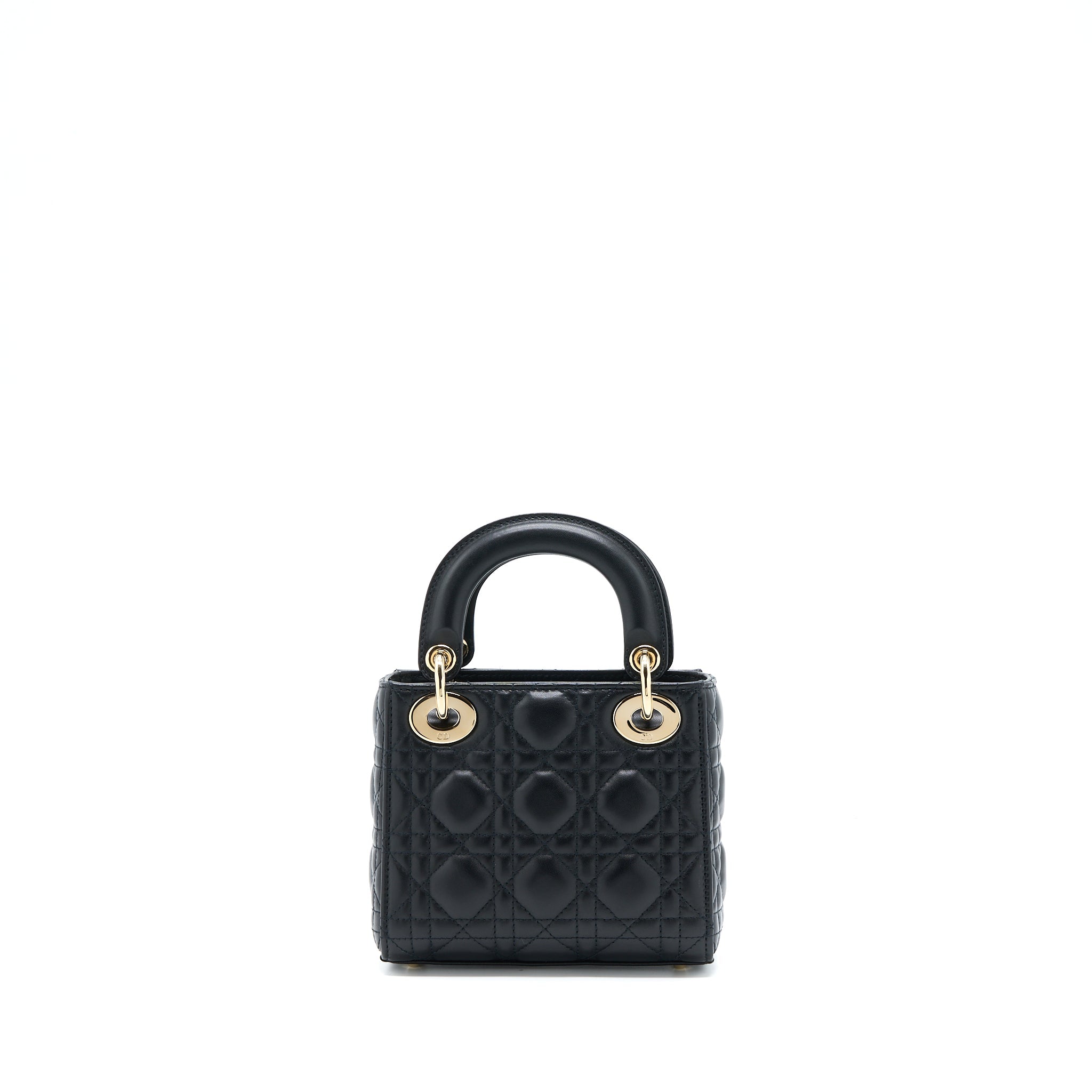 DIOR LADY DIOR MINI LAMBSKIN BLACK LGHW