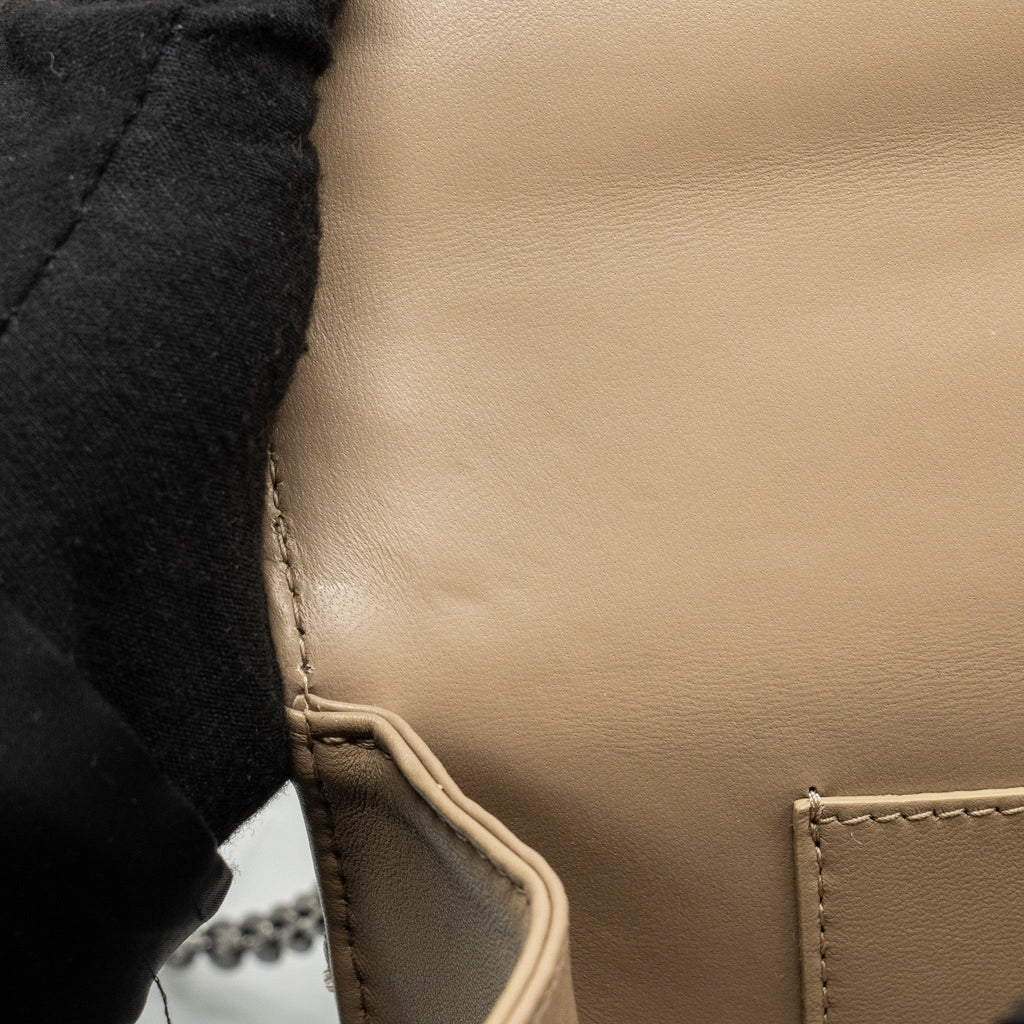 DIOR 30 MONTAIGNE POUCH WITH SHOULDER STRAP LAMBSKIN BEIGE BLACK HARDWARE
