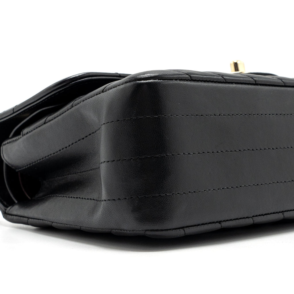 CHANEL SMALL CLASSIC FLAP BAG CHEVRON LAMBSKIN BLACK LGHW