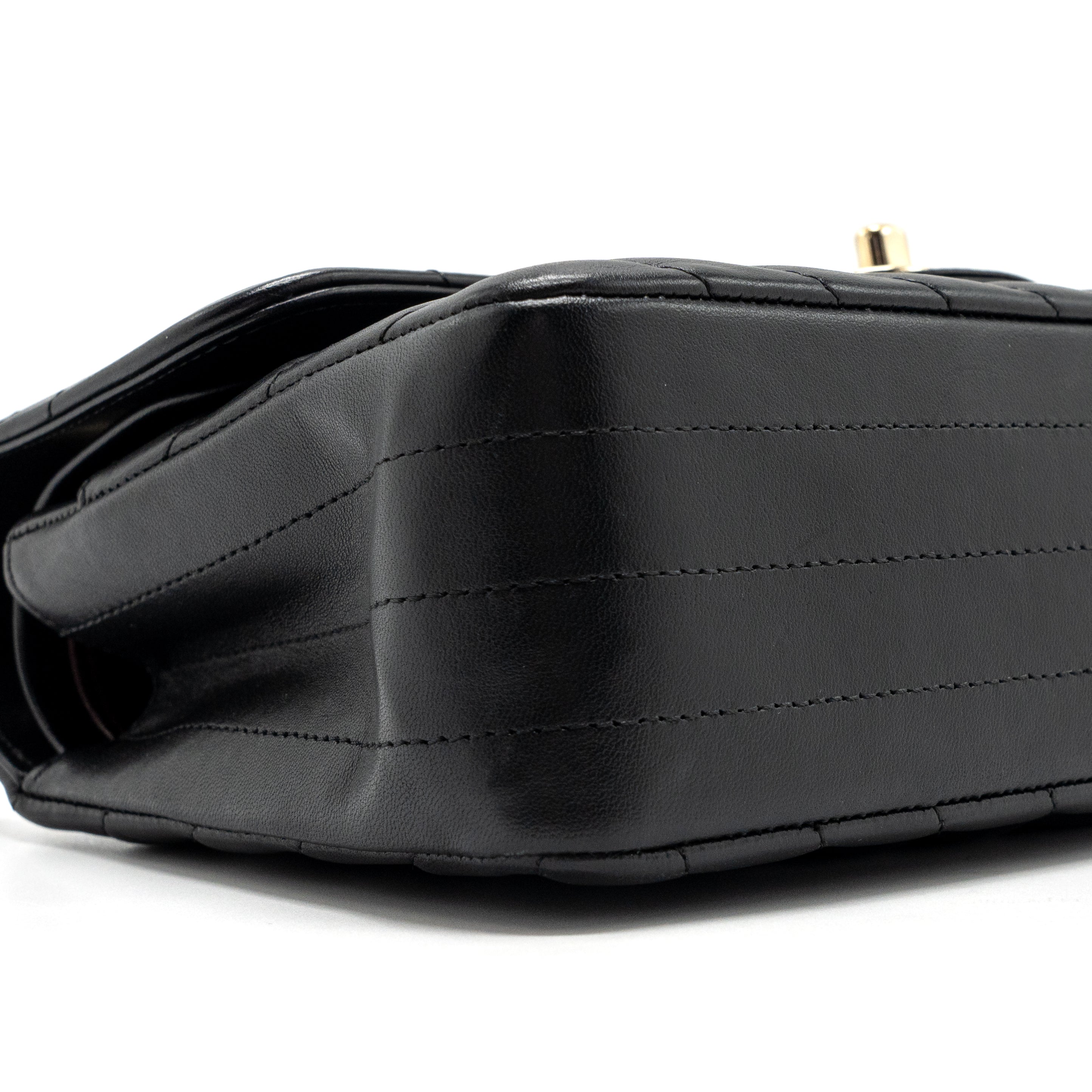 CHANEL SMALL CLASSIC FLAP BAG CHEVRON LAMBSKIN BLACK LGHW