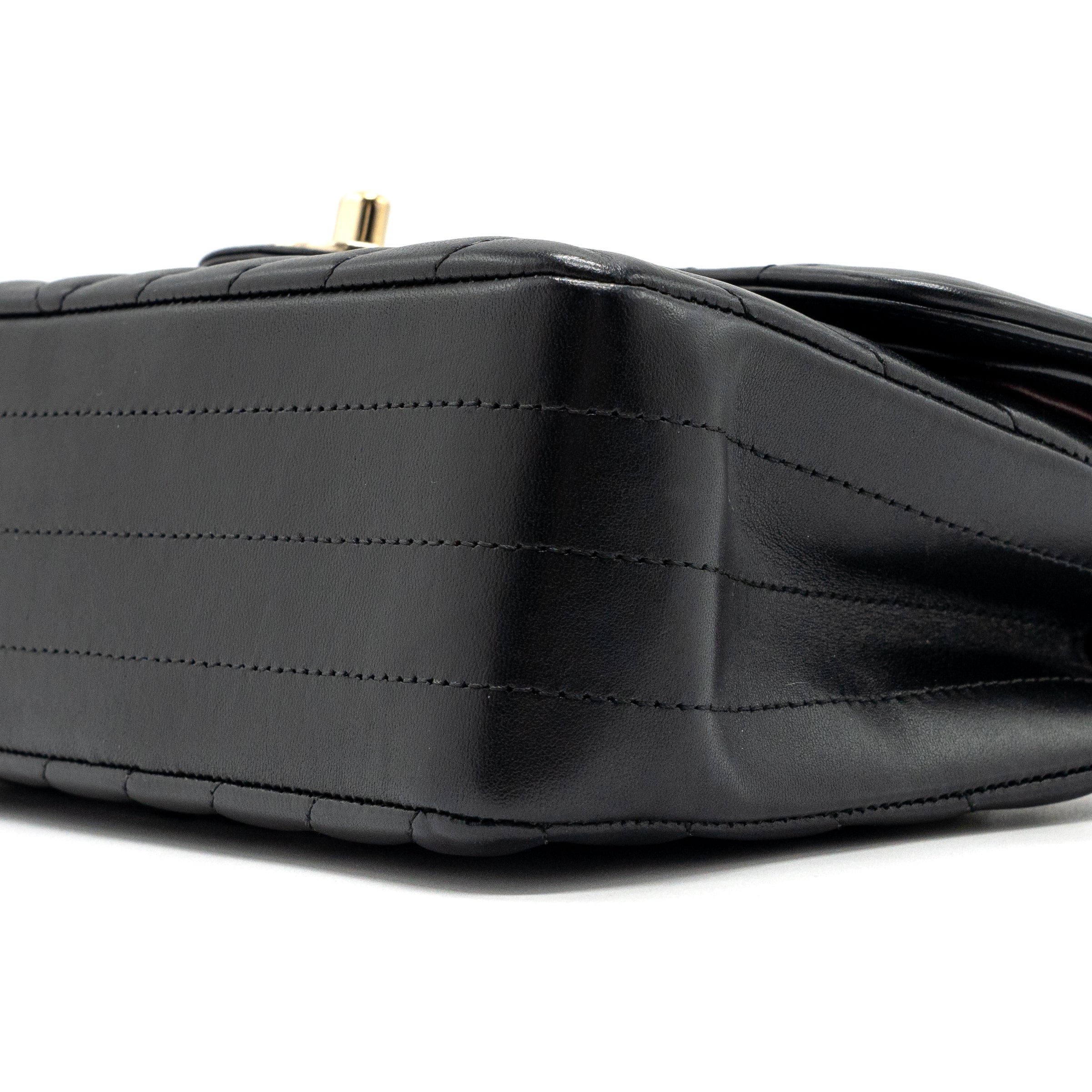 CHANEL SMALL CLASSIC FLAP BAG CHEVRON LAMBSKIN BLACK LGHW