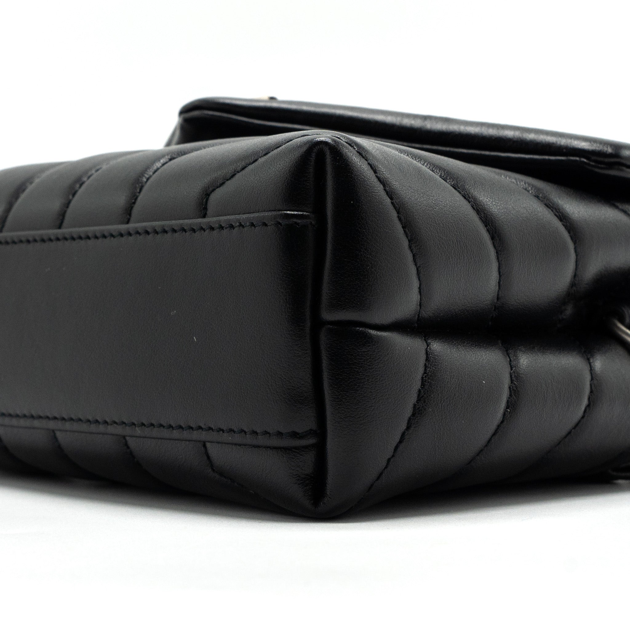 SAINT LAURENT LOULOU TOY STRAP BAG CALFSKIN BLACK SHW