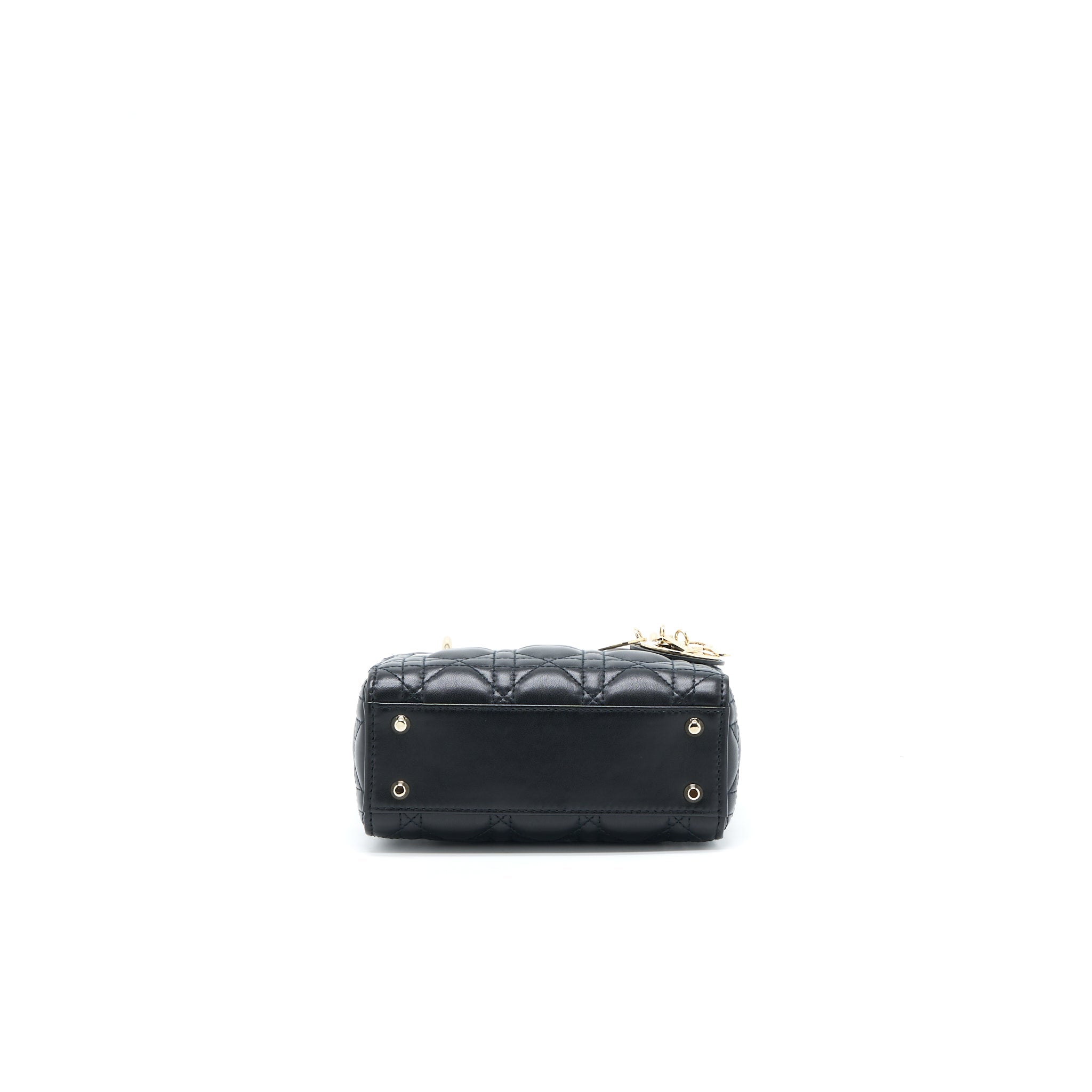 DIOR LADY DIOR MINI LAMBSKIN BLACK LGHW