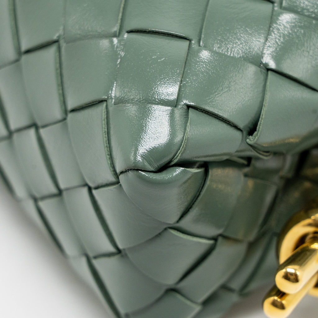 BOTTEGA VENETA MINI LOOP BAG METAL KNOTS CALFSKIN GREEN GHW