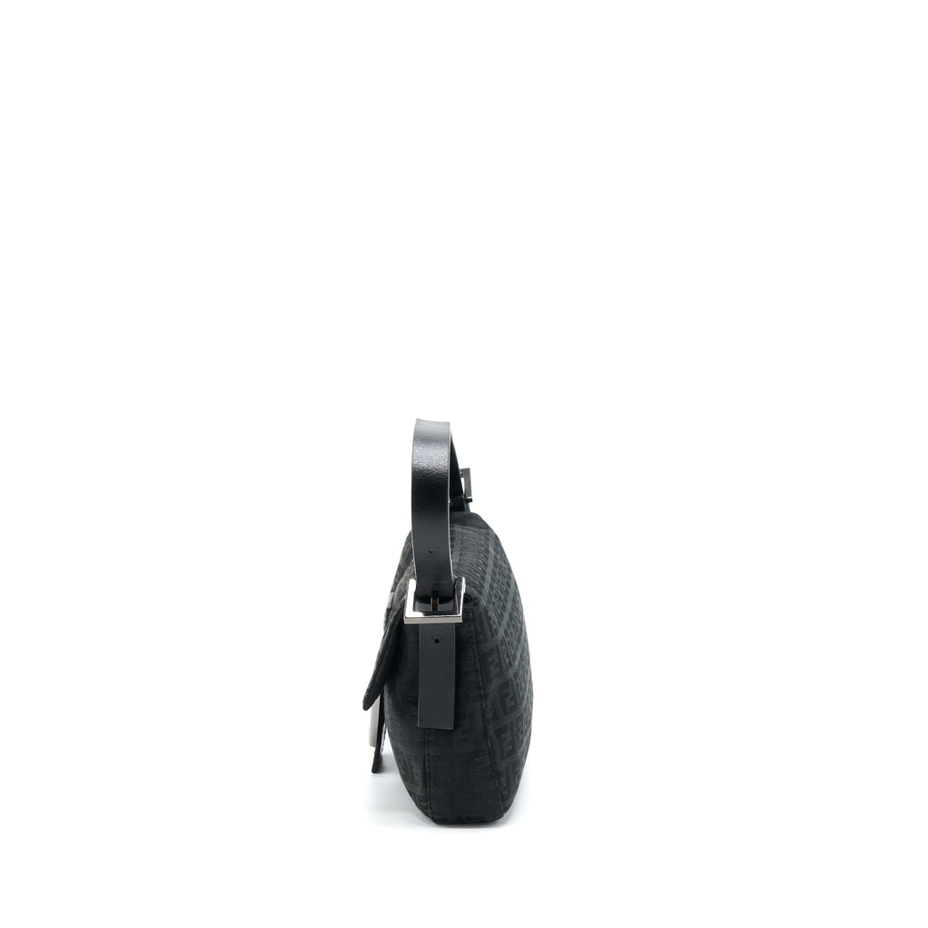 FENDI ZUCCA BAGUETTE CANVAS BLACK WITH SILVER HARDWARE