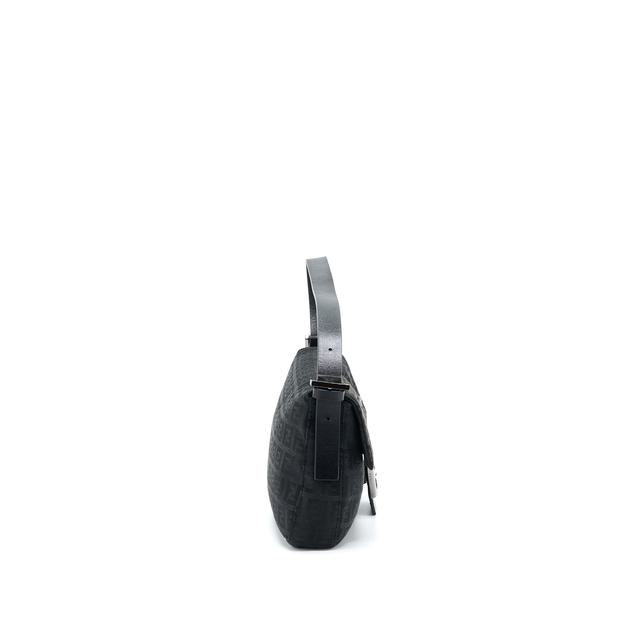 FENDI ZUCCA BAGUETTE CANVAS BLACK WITH SILVER HARDWARE