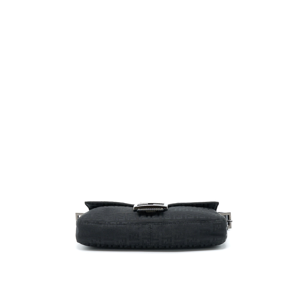 FENDI ZUCCA BAGUETTE CANVAS BLACK WITH SILVER HARDWARE