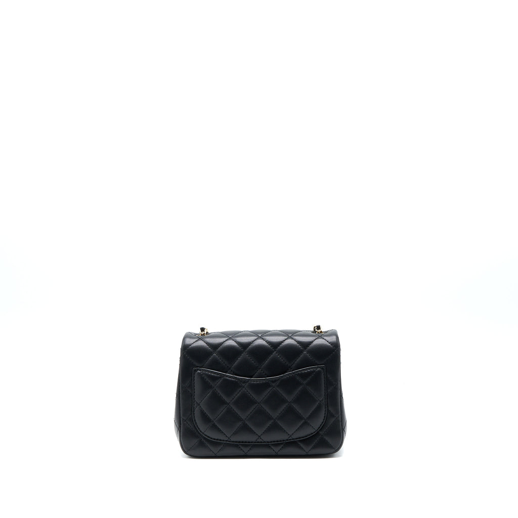 CHANEL 23C PEARL CRUSH MINI SQUARE FLAP BAG LAMBSKIN BLACK LGHW (MICROCHIP)