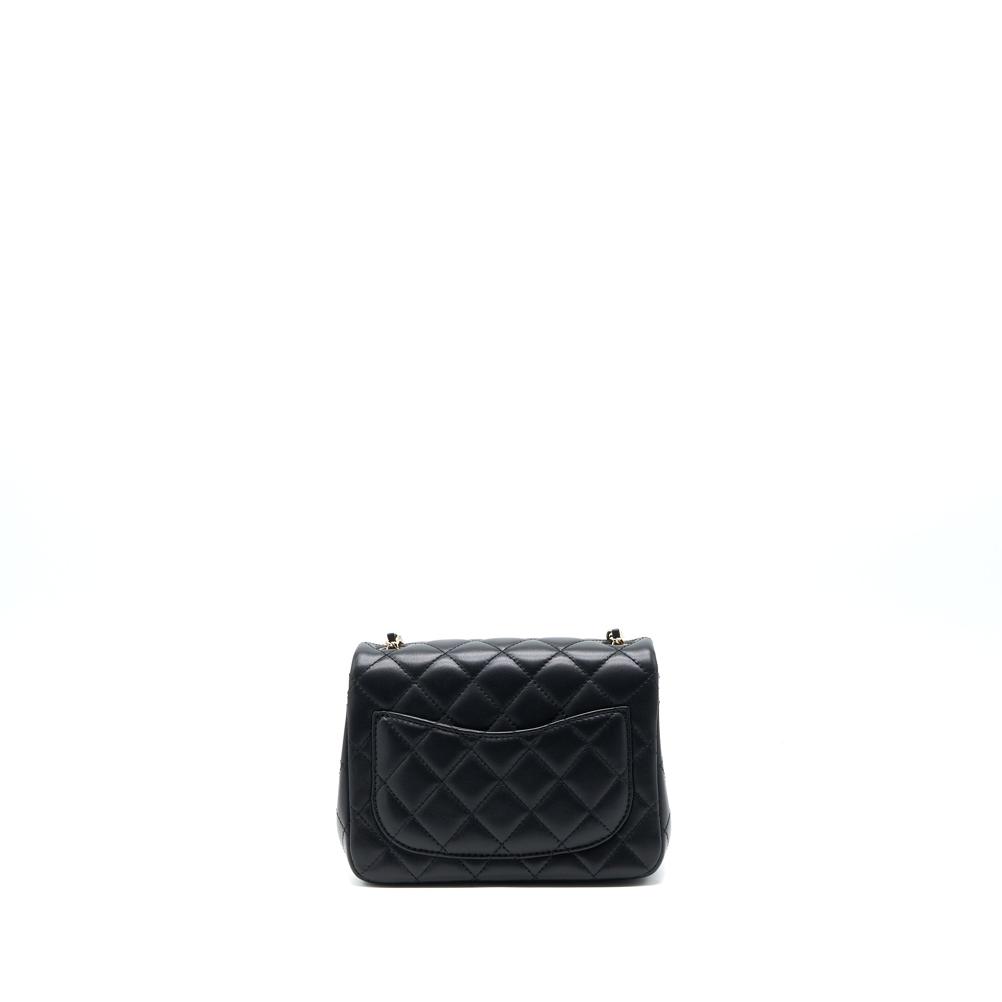 CHANEL 23C PEARL CRUSH MINI SQUARE FLAP BAG LAMBSKIN BLACK LGHW (MICROCHIP)
