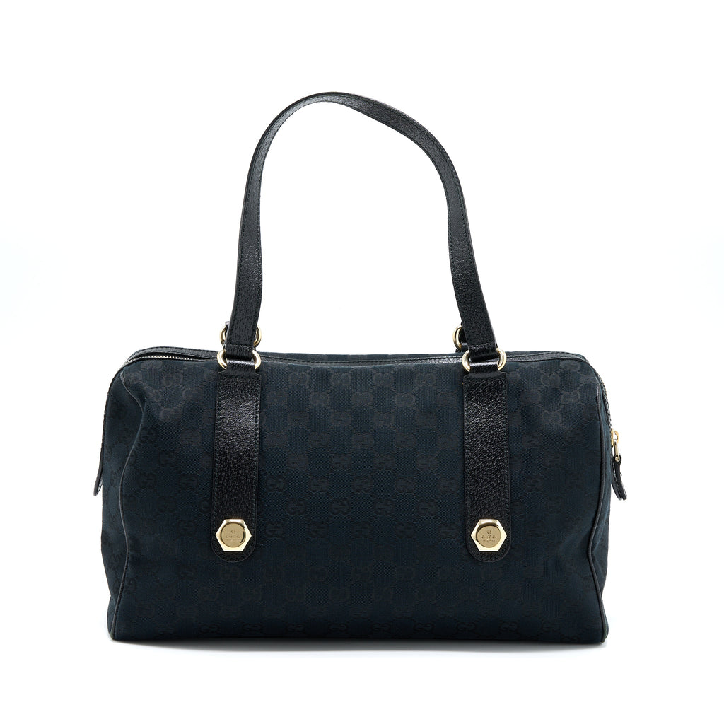 GUCCI BOSTON BAG GG SUPREME FABRIC BLACK SHW