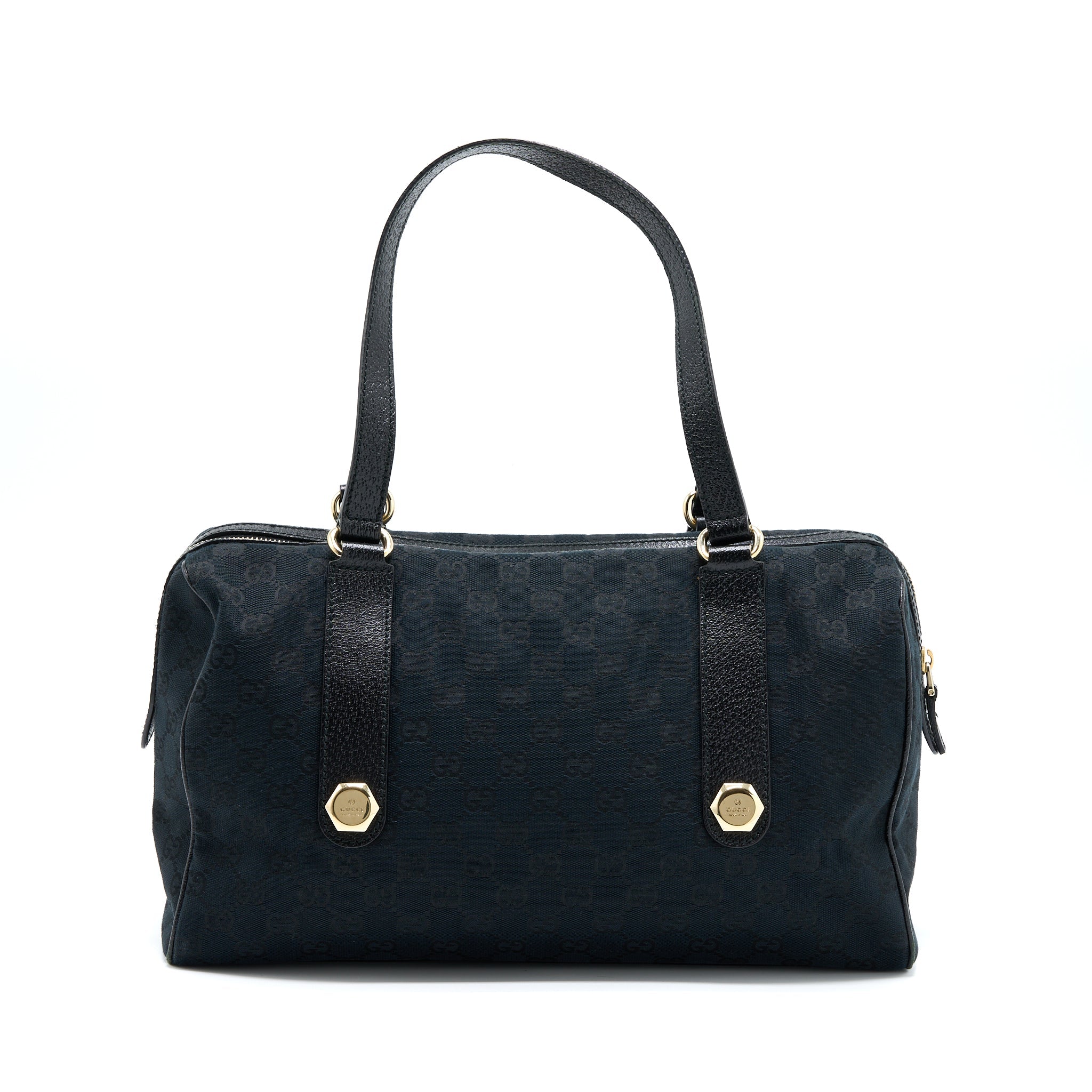 GUCCI BOSTON BAG GG SUPREME FABRIC BLACK SHW