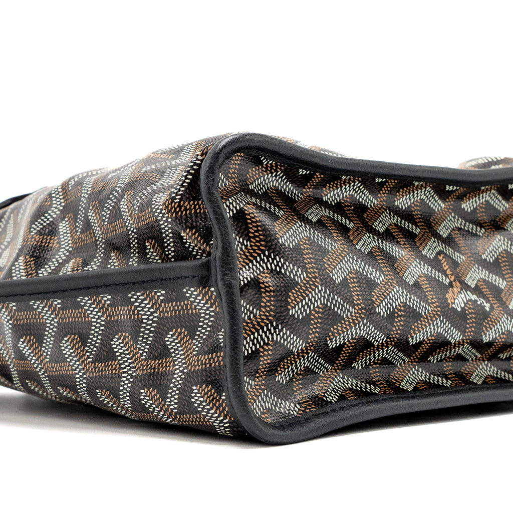 GOYARD ANJOU MINI TOTE BAG GOYARDLINE CANVAS / CALFSKIN BLACK SHW