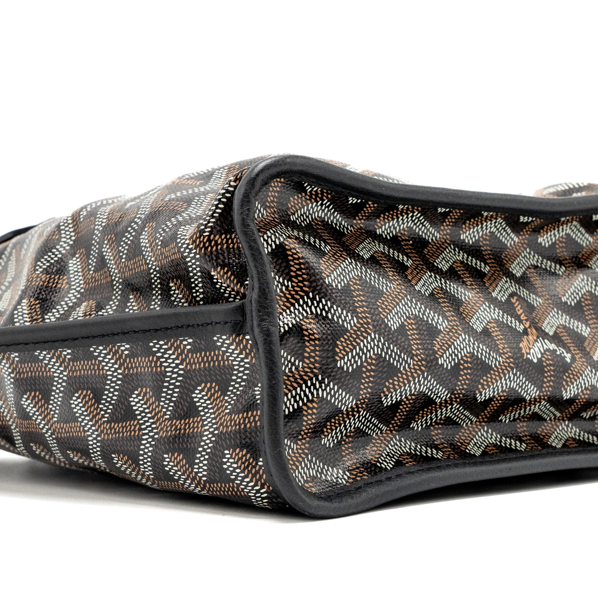 GOYARD ANJOU MINI TOTE BAG GOYARDLINE CANVAS / CALFSKIN BLACK SHW