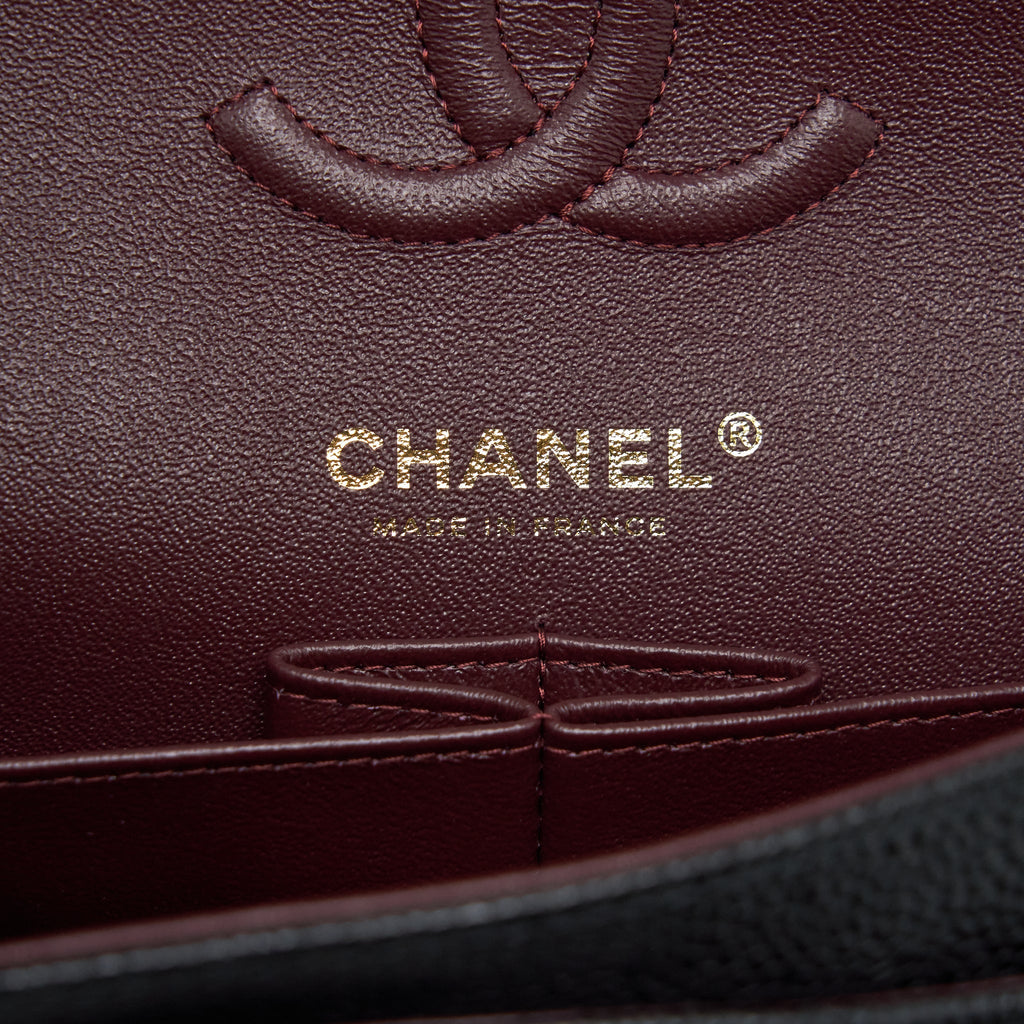 CHANEL SMALL CLASSIC DOUBLE FLAP BAG CAVIAR BLACK LGHW (MICROCHIP)