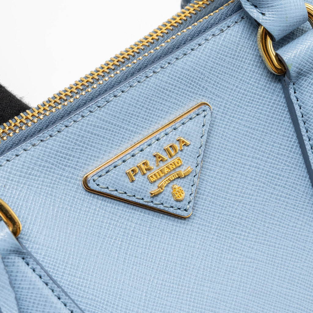PRADA SMALL SAFFIANO TOTE BAG CALFSKIN LIGHT BLUE GHW