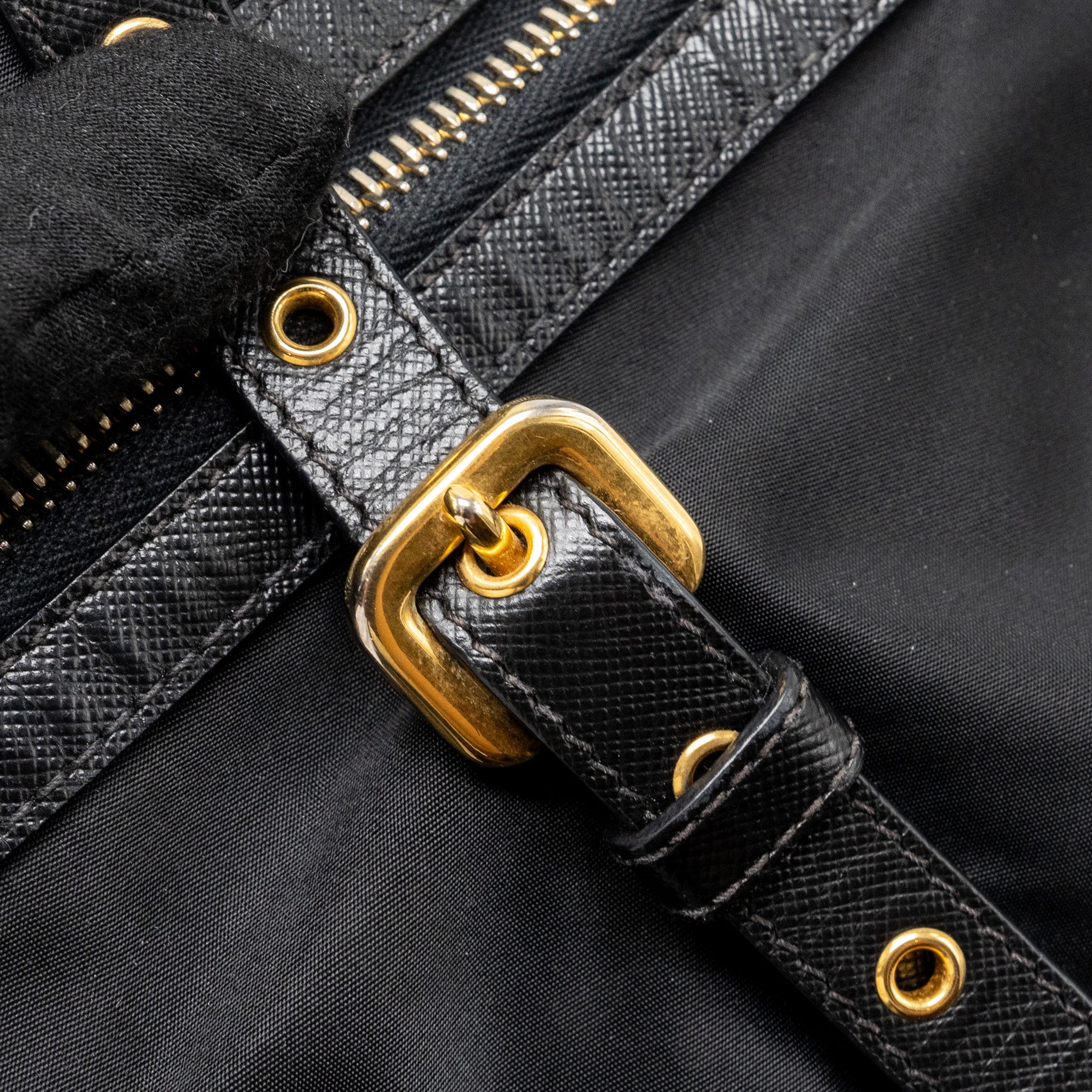 PRADA ZIP NYLON BAG BLACK GHW