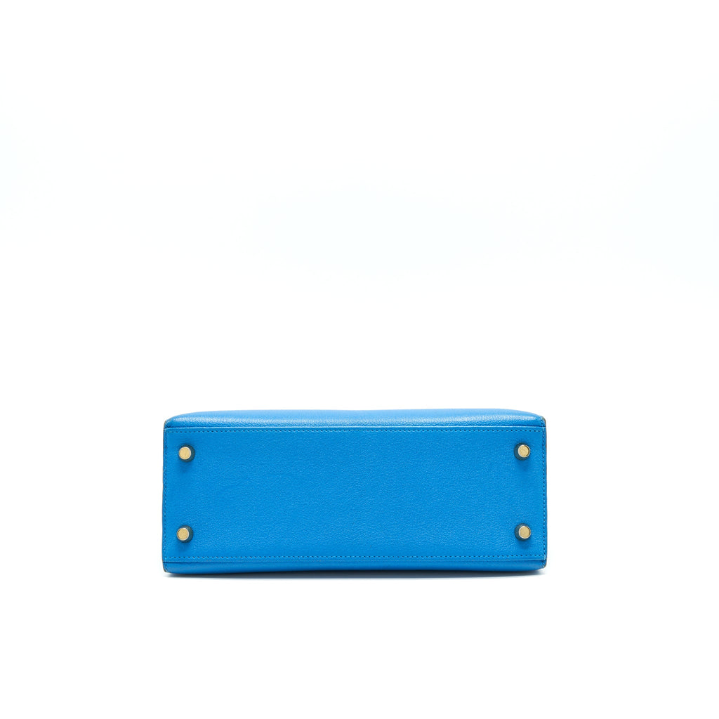 HERMES KELLY 25 BLUE ZANZIBAR GHW