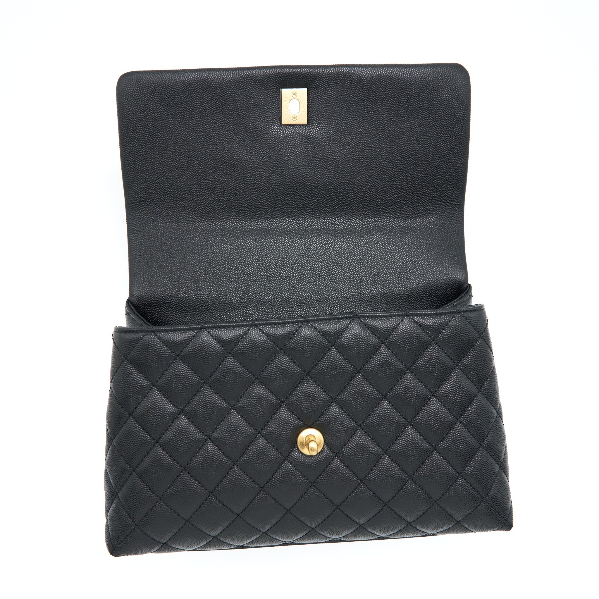 CHANEL MEDIUM COCO HANDLE WITH LIZARD EMBOSSED HANDLE CAVIAR BLACK GHW