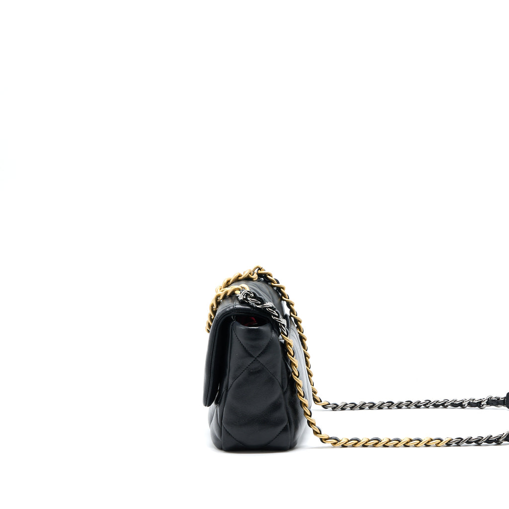 CHANEL SMALL 19 BAG LAMBSKIN BLACK MULTICOLOUR HARDWARE