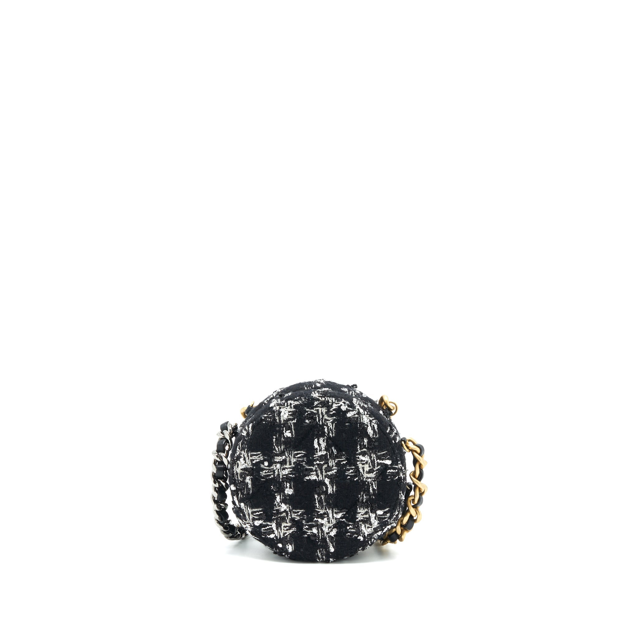 CHANEL TWEED 19 ROUND CLUTCH WITH CHAIN