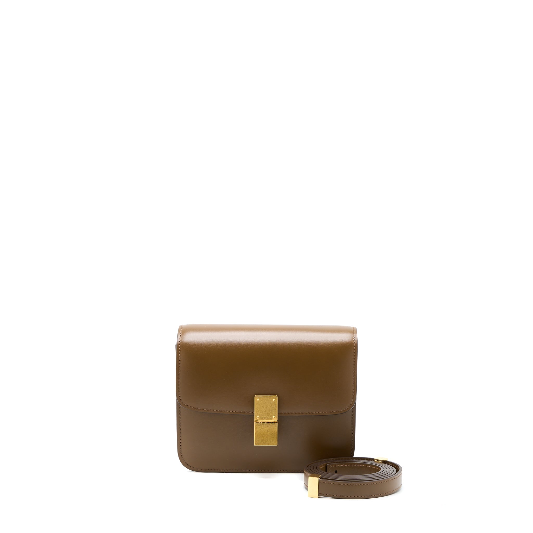 CELINE TEEN CLASSIC BAG IN BOX CALFSKIN CAMEL BRUSHED GHW