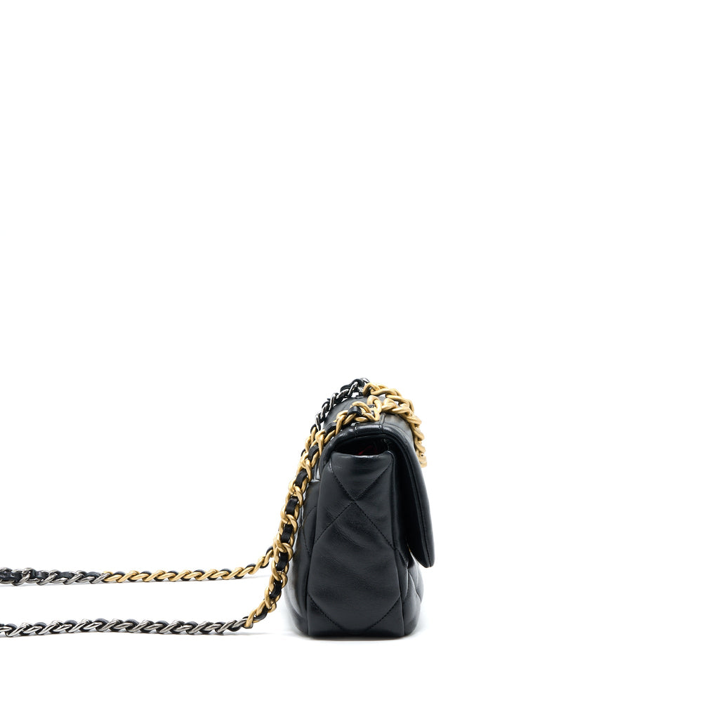 CHANEL SMALL 19 BAG LAMBSKIN BLACK MULTICOLOUR HARDWARE