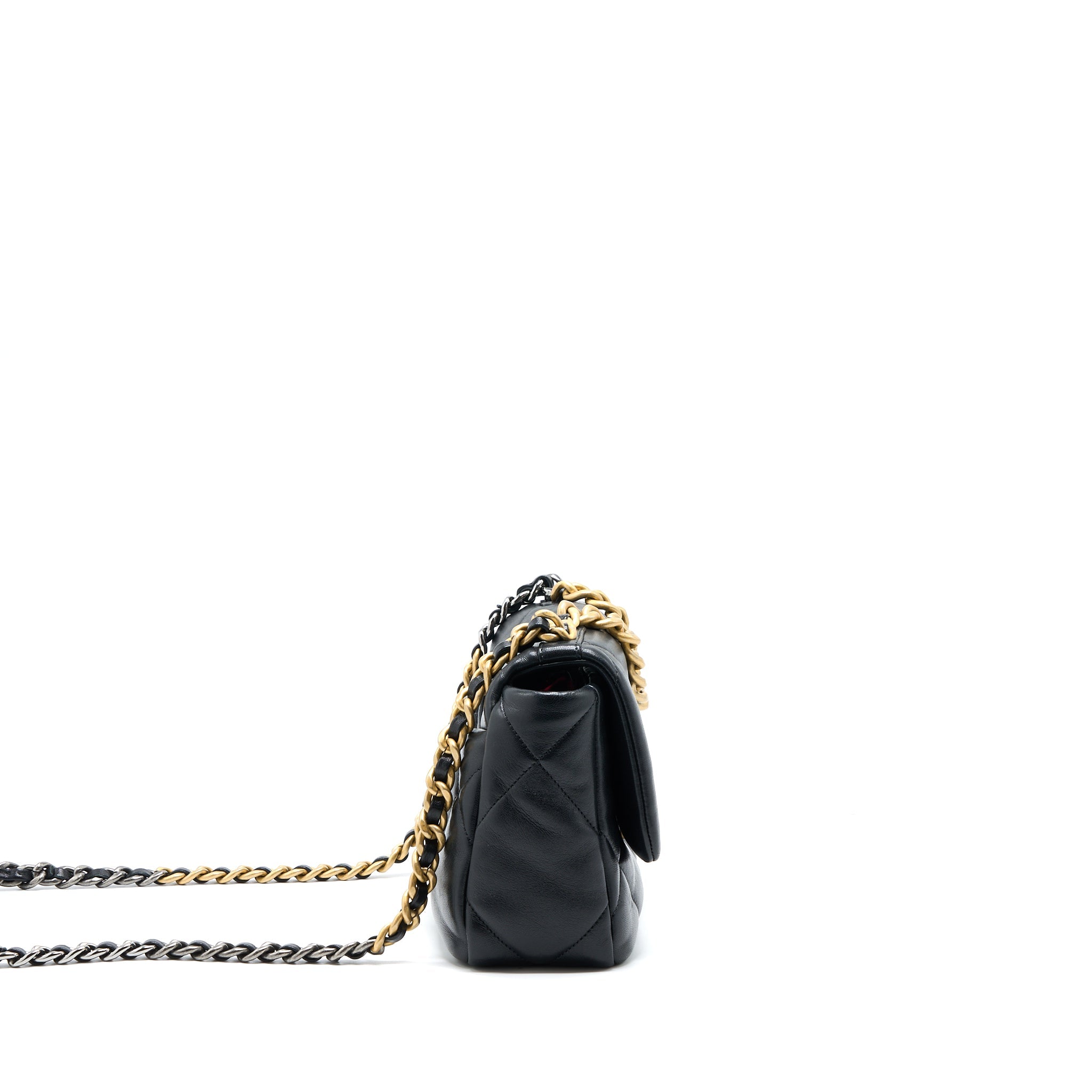 CHANEL SMALL 19 BAG LAMBSKIN BLACK MULTICOLOUR HARDWARE