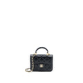 CHANEL MINI TOP HANDLE FLAP BAG LAMBSKIN BLACK LGHW