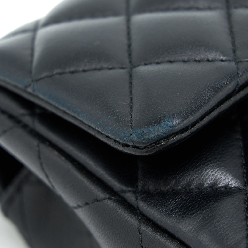 CHANEL MINI RECTANGULAR FLAP BAG LAMBSKIN BLACK SHW