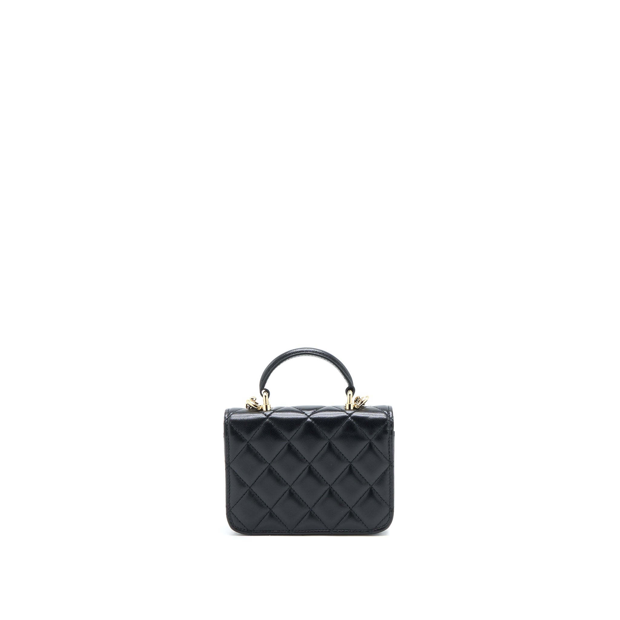 CHANEL MINI TOP HANDLE FLAP BAG LAMBSKIN BLACK LGHW