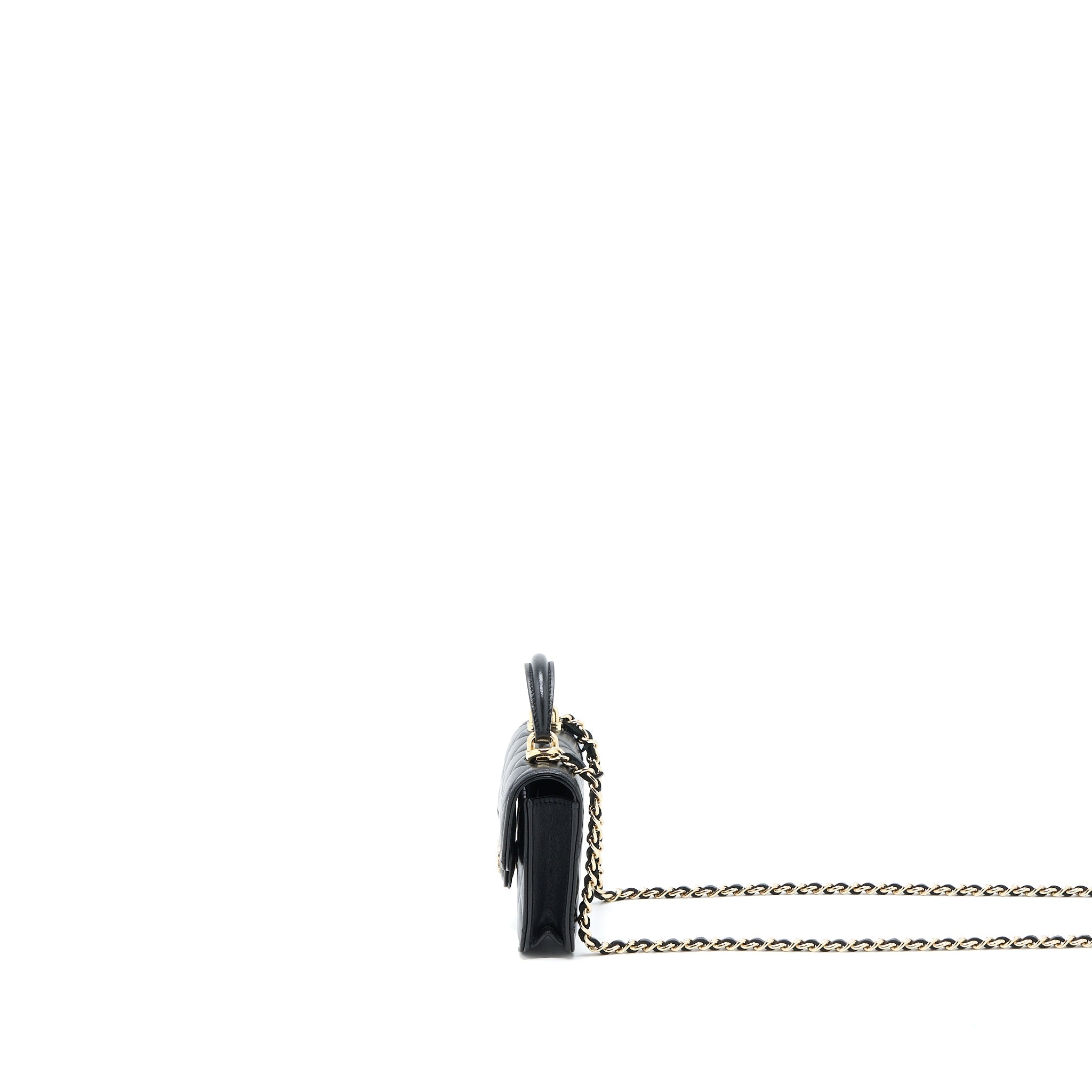 CHANEL MINI TOP HANDLE FLAP BAG LAMBSKIN BLACK LGHW