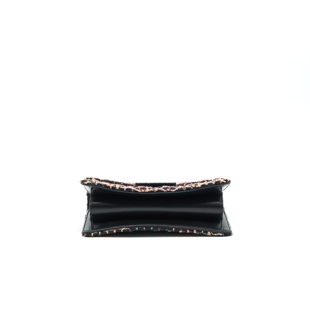 CHANEL TWEED QUILTED MINI BEAUTY LOCK FLAP BAG MULTICOLOR BLACK