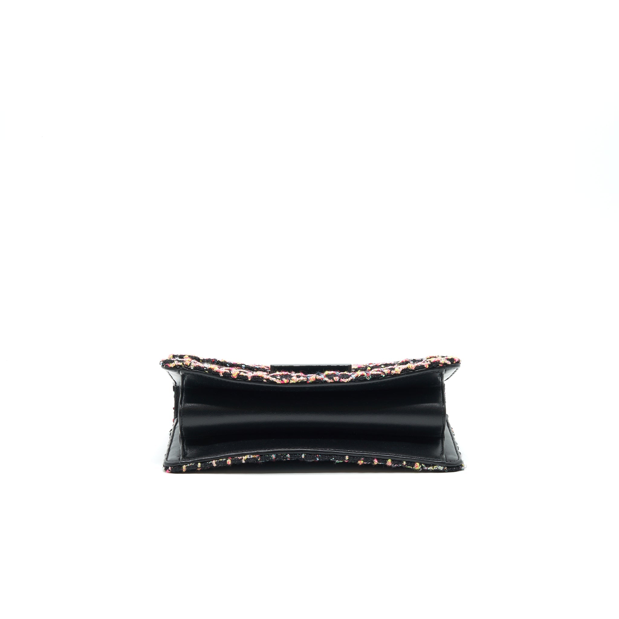 CHANEL TWEED QUILTED MINI BEAUTY LOCK FLAP BAG MULTICOLOR BLACK
