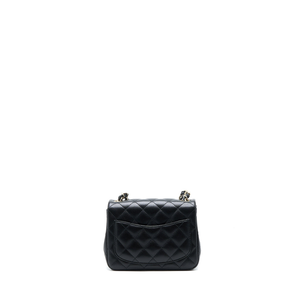 CHANEL CLASSIC MINI SQUARE FLAP BAG LAMBSKIN BLACK LGHW (MICROCHIP)