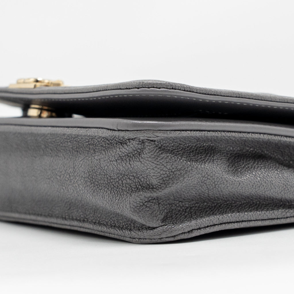 CHANEL BOY WALLET ON CHAIN CAVIAR GREY LGHW