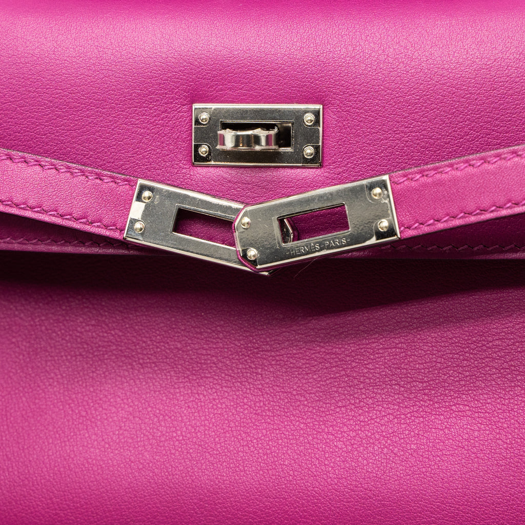 HERMES KELLY POCHETTE SWIFT ROSE POURPRE SHW