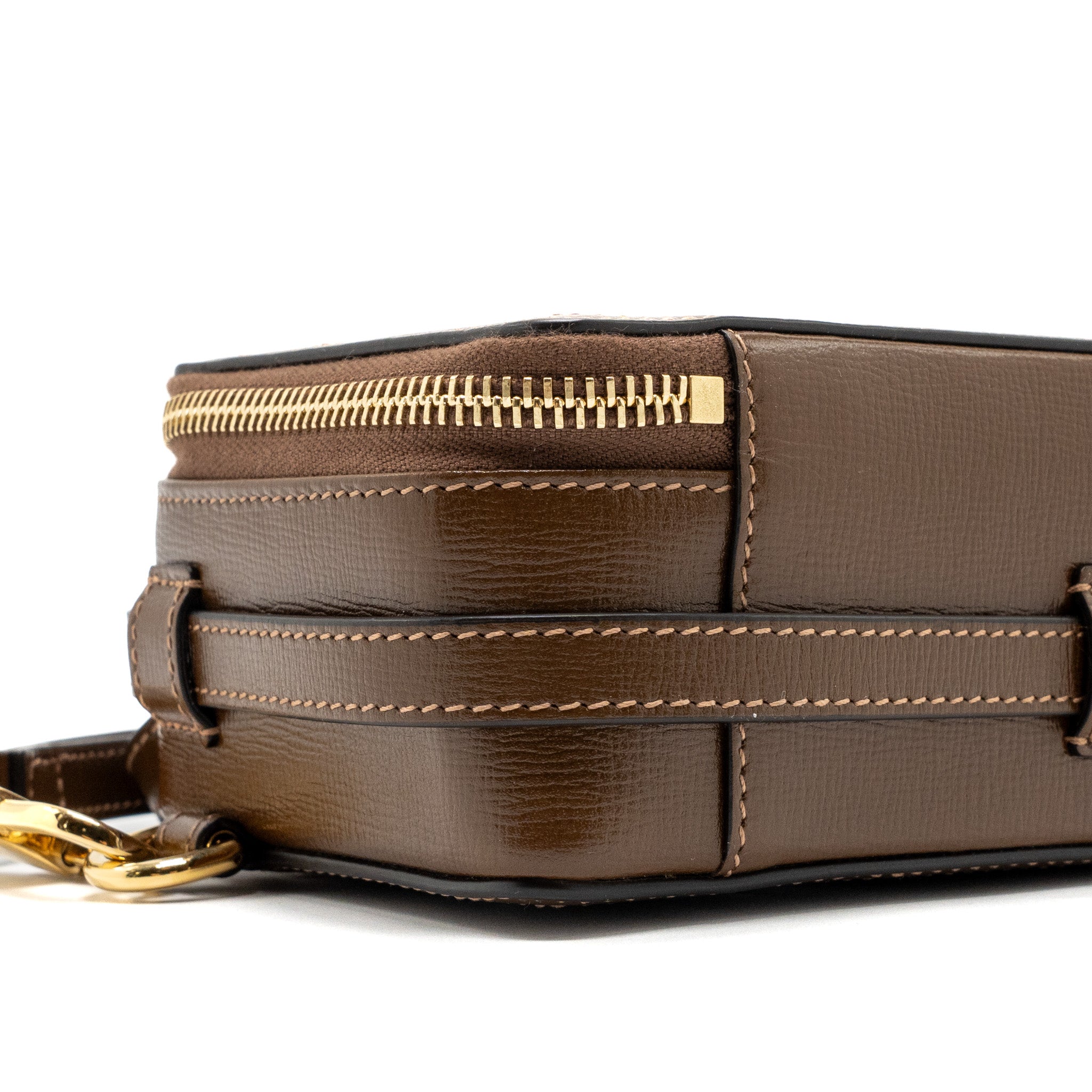 GUCCI MINI CROSSBODY BOX BAG INTERLOCKING GG SUPREME CANVAS / LEATHER GHW
