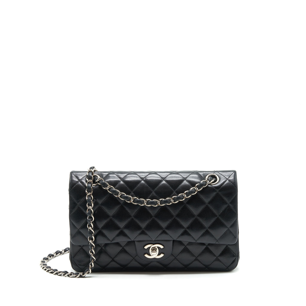 CHANEL MEDIUM CLASSIC FLAP BAG LAMBSKIN BLACK SHW