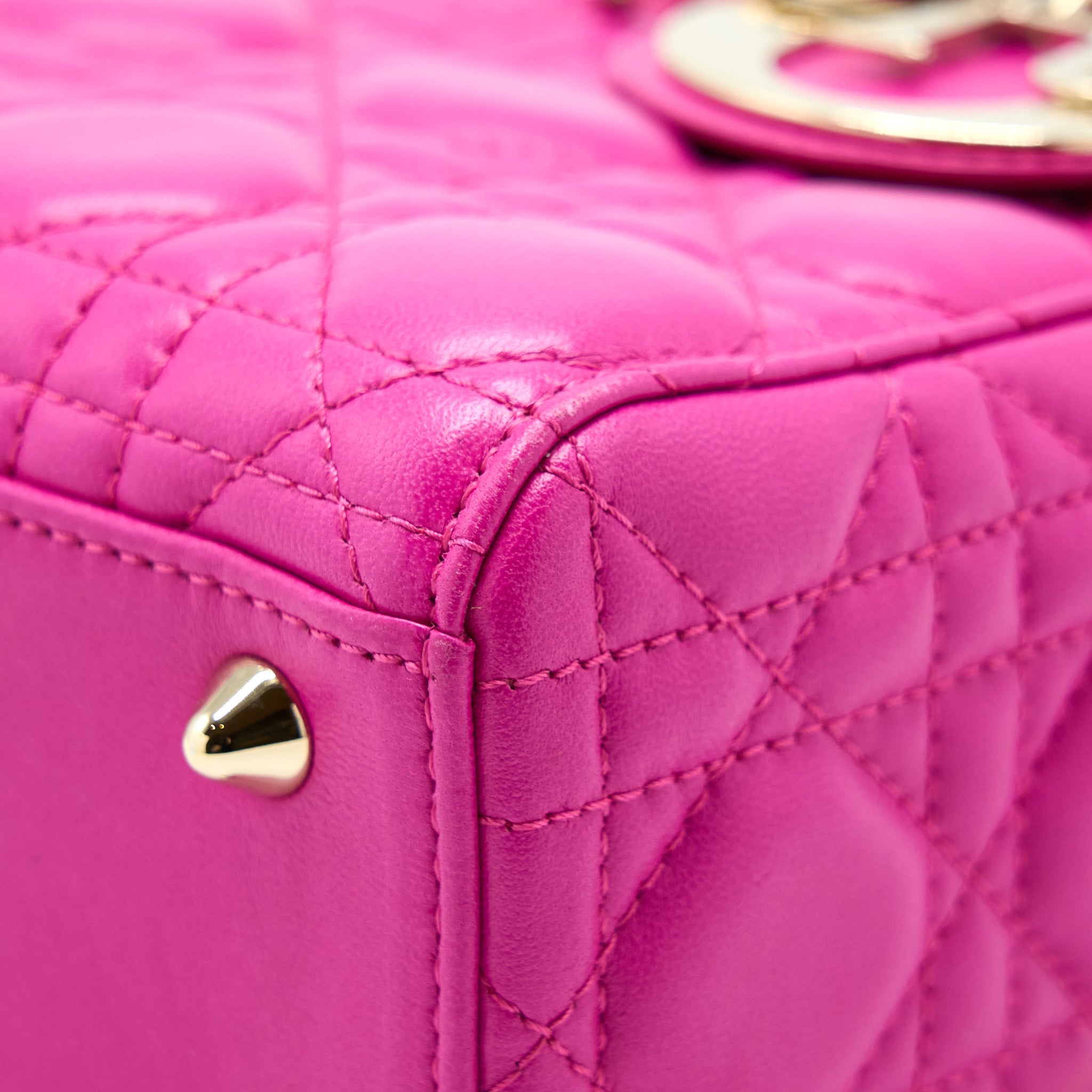 DIOR SMALL LADY DIOR LAMBSKIN PINK GHW
