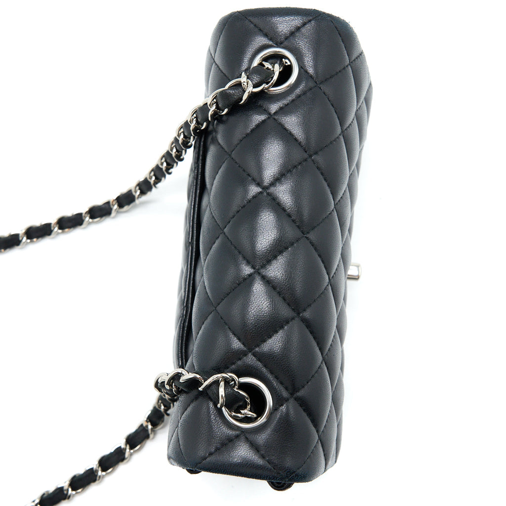 CHANEL MINI RECTANGULAR FLAP BAG LAMBSKIN BLACK SHW