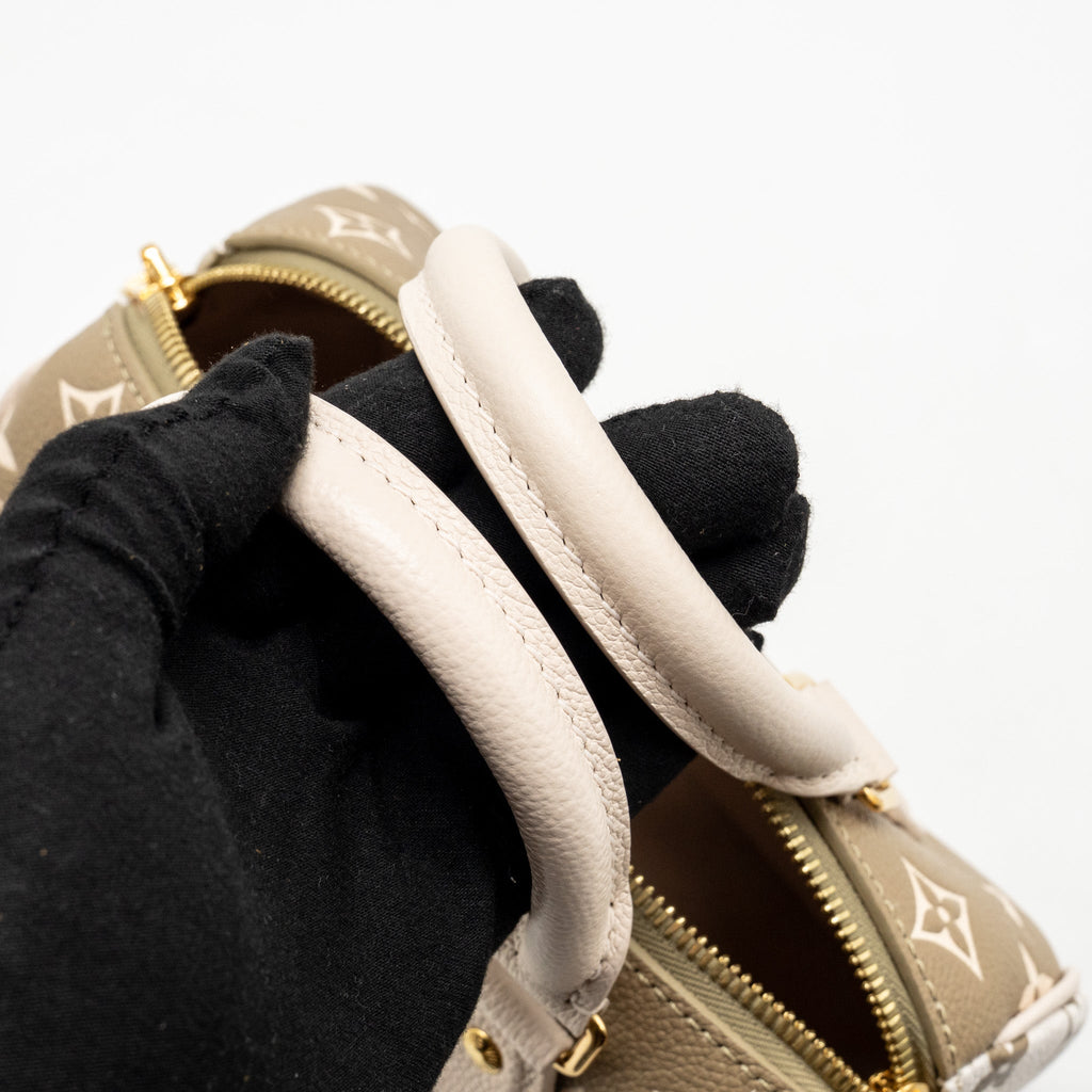 LOUIS VUITTON SPEEDY 20 BANDOULIERE BICOLOUR MONOGRAM EMPREINTE LEATHER KHAKI/BEIGE GHW