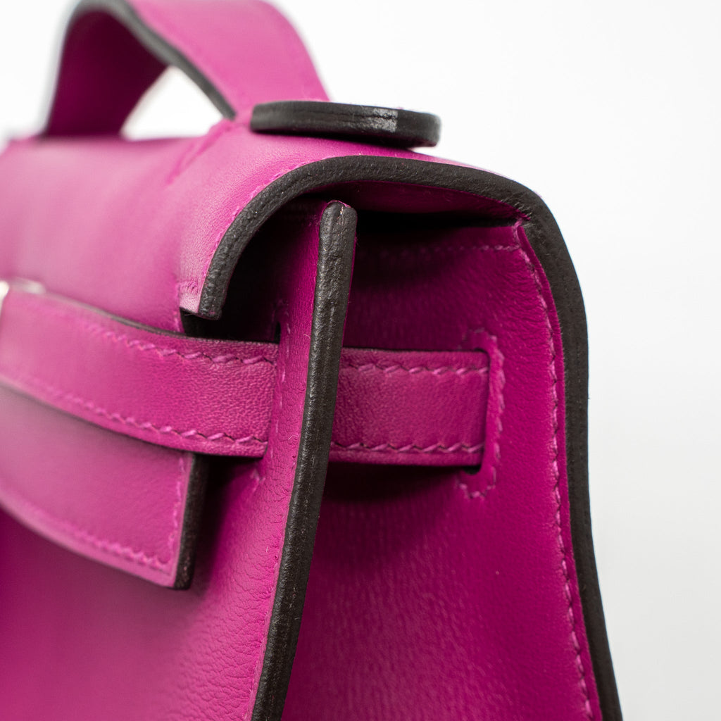HERMES KELLY POCHETTE SWIFT ROSE POURPRE SHW